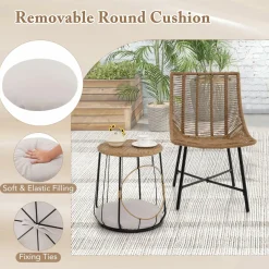 Tangkula 3 Pieces Outdoor Furniture Set with Pet House