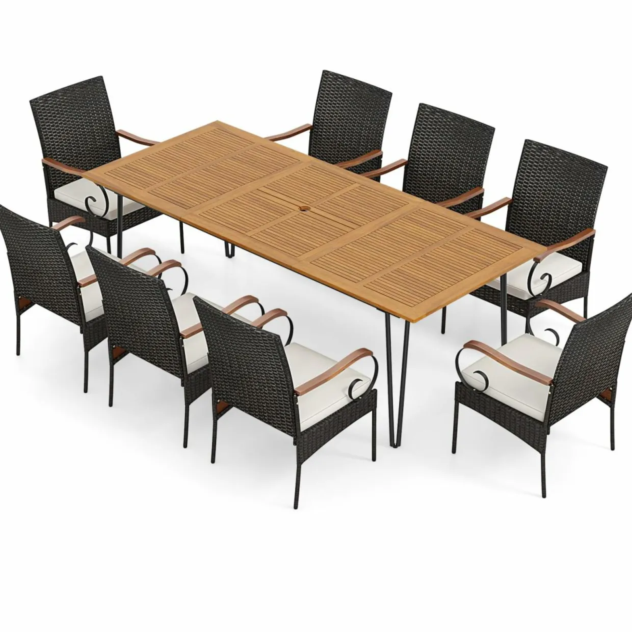 Tangkula 9 Pieces Outdoor Patio Dining Set