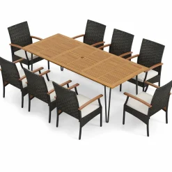 Tangkula 9 Pieces Outdoor Patio Dining Set