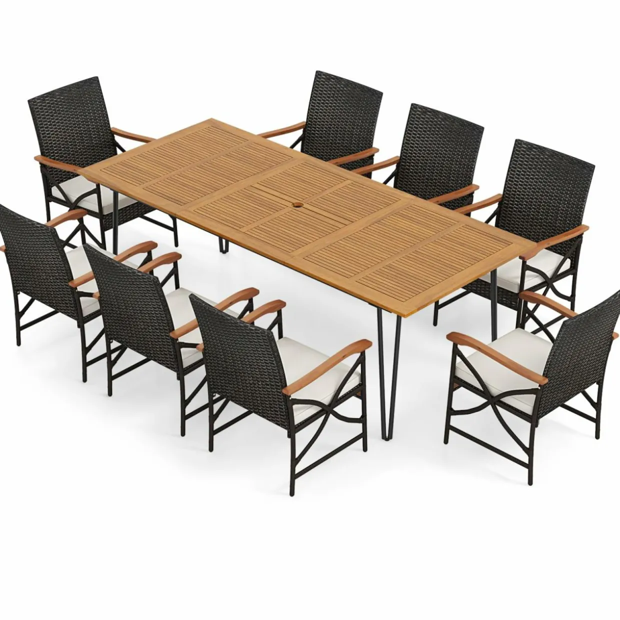 Tangkula 9 Pieces Outdoor Patio Dining Set