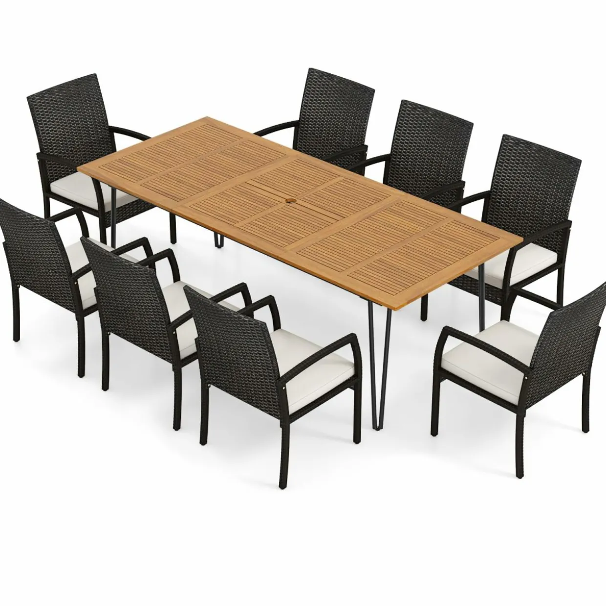 Tangkula 9 Pieces Outdoor Patio Dining Set