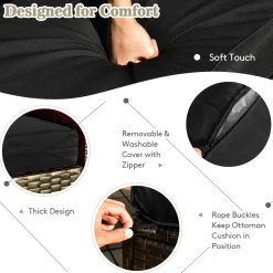 Tangkula 9 Pieces Outdoor Patio Furniture Set with 35-Inch Propane Fire Pit Table