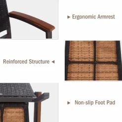 Tangkula 2 Pieces Outdoor PE Wicker Stackable Chairs