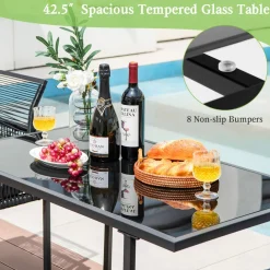 Tangkula 3 Pieces Outdoor Dining Set, Patio PE Rattan Furniture Set