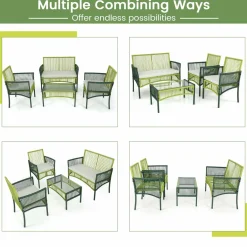 Tangkula 4 Pieces Outdoor Rattan Chair Set for Backyard, Poolside, Balcony