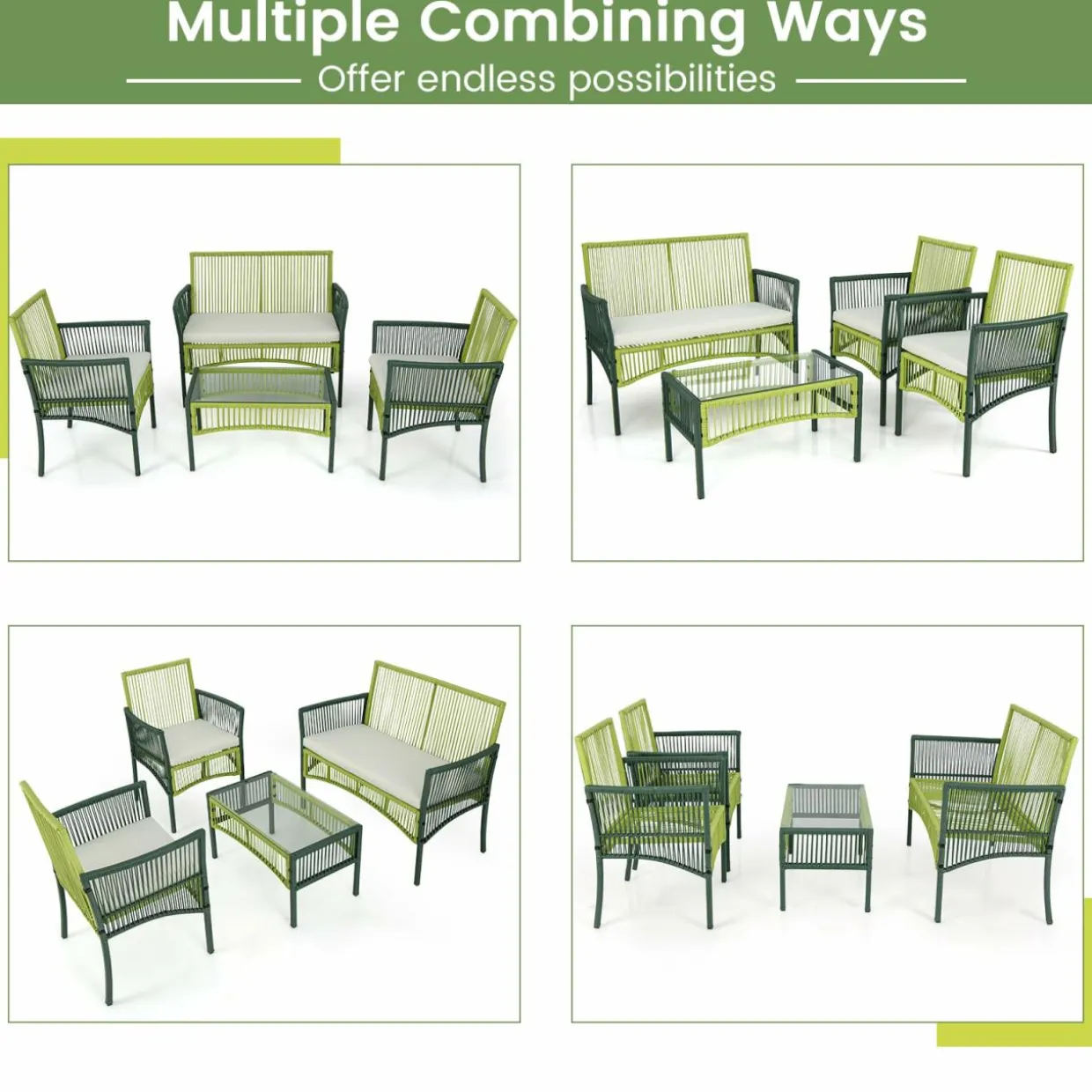 Tangkula 4 Pieces Outdoor Rattan Chair Set for Backyard, Poolside, Balcony