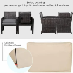 Tangkula 3 Pieces Outdoor PE Wicker Bistro Set with Waterproof Cover