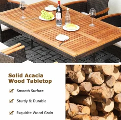 Tangkula 7 Pieces Outdoor Dining Set, Patiojoy Wicker Conversation Set