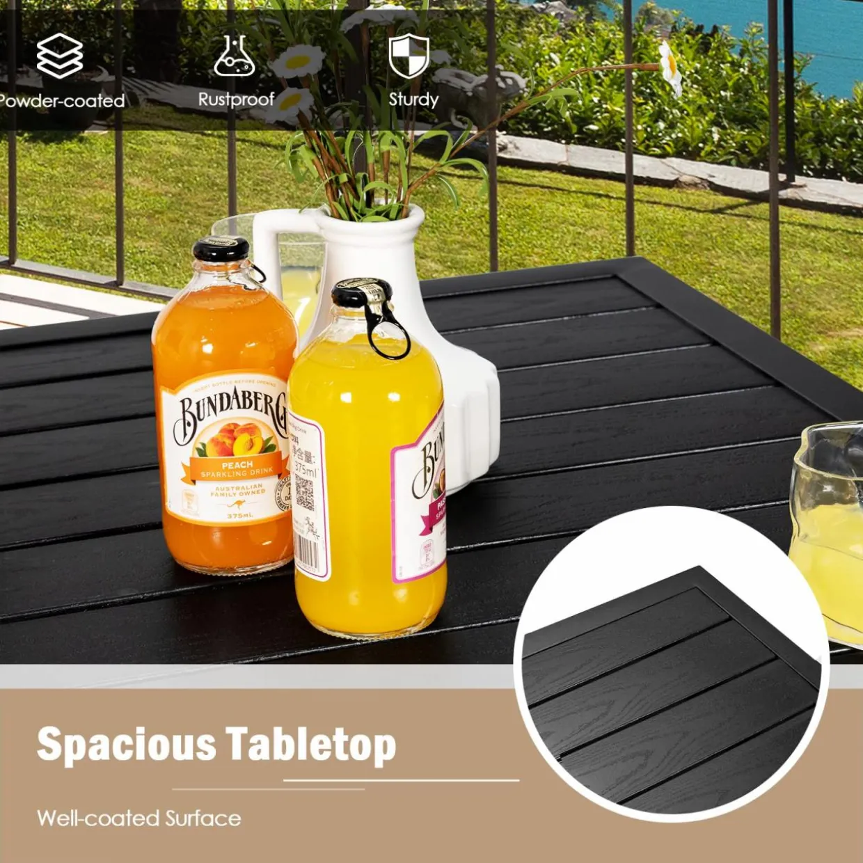 Tangkula 5 Pieces Outdoor Patio Bar Set, Rattan Bistro Set W/ 4 Wicker Bar Stools & 1 Bar Table