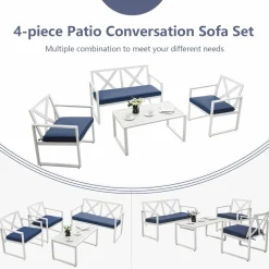 Tangkula 4 Pieces Outdoor Conversation Set