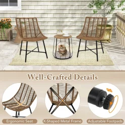 Tangkula 3 Pieces Outdoor Furniture Set with Pet House