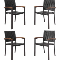 Tangkula 2 Pieces Outdoor PE Wicker Stackable Chairs