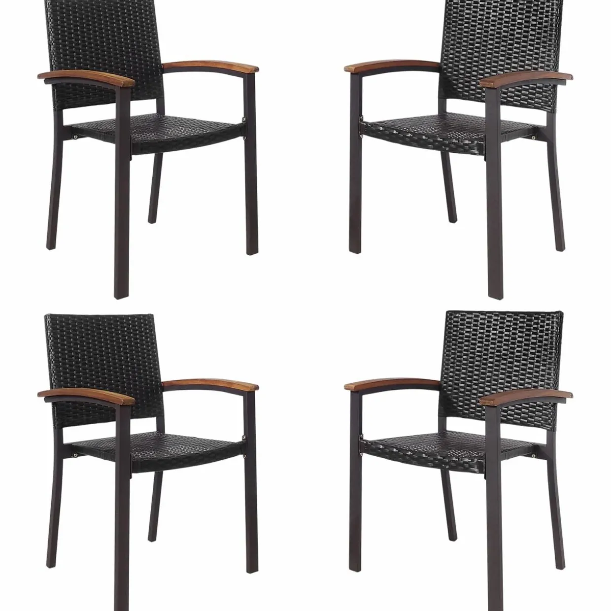 Tangkula 2 Pieces Outdoor PE Wicker Stackable Chairs