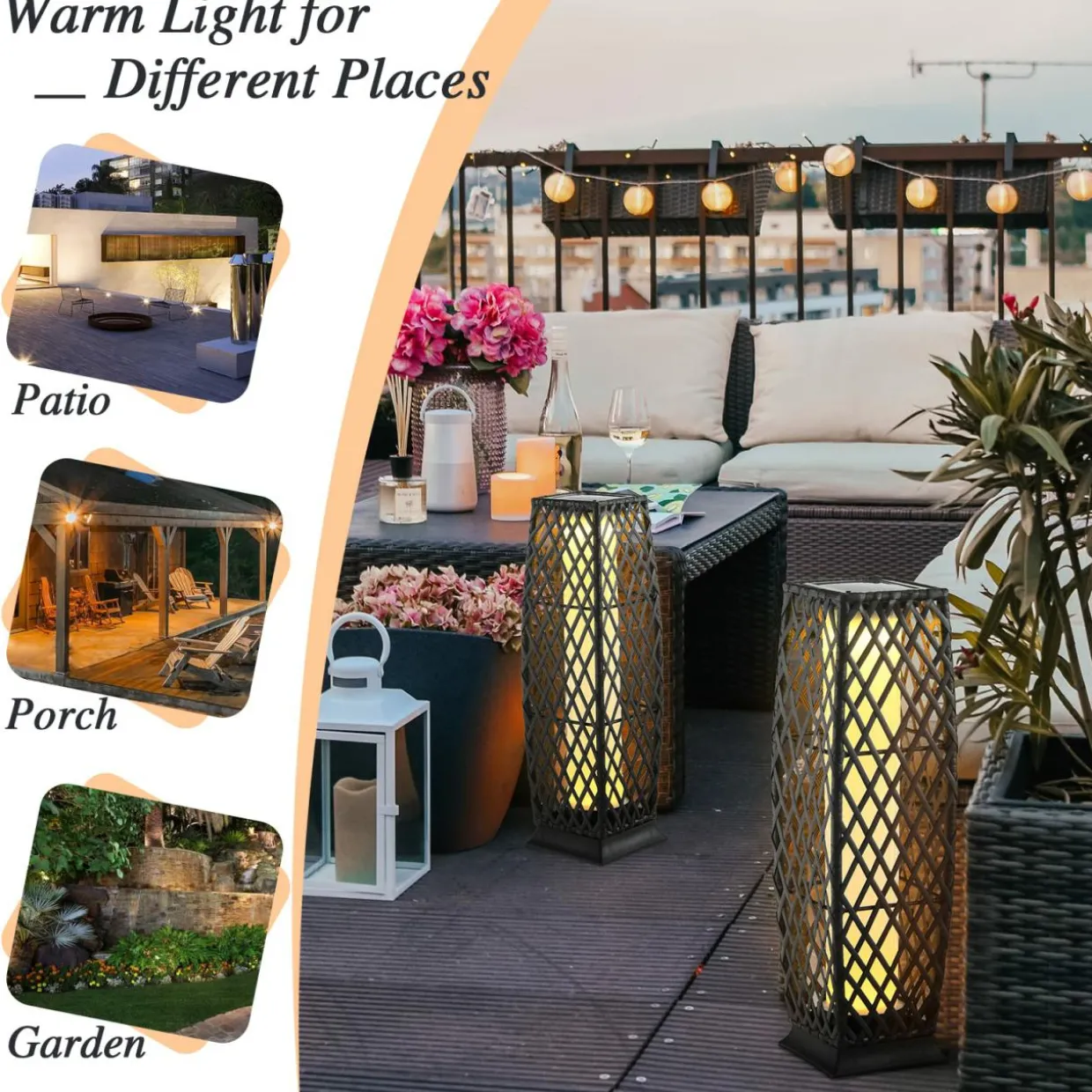 Tangkula 2 Pieces Outdoor Solar Powered Floor Lamps