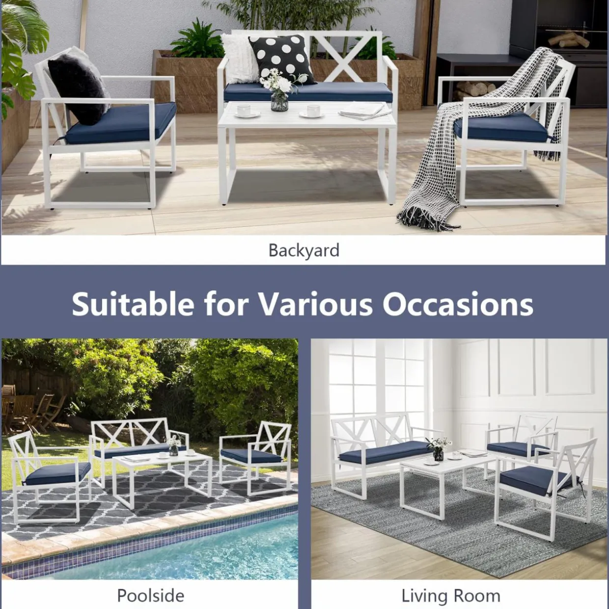 Tangkula 4 Pieces Outdoor Conversation Set