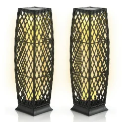 Tangkula 2 Pieces Outdoor Solar Powered Floor Lamps