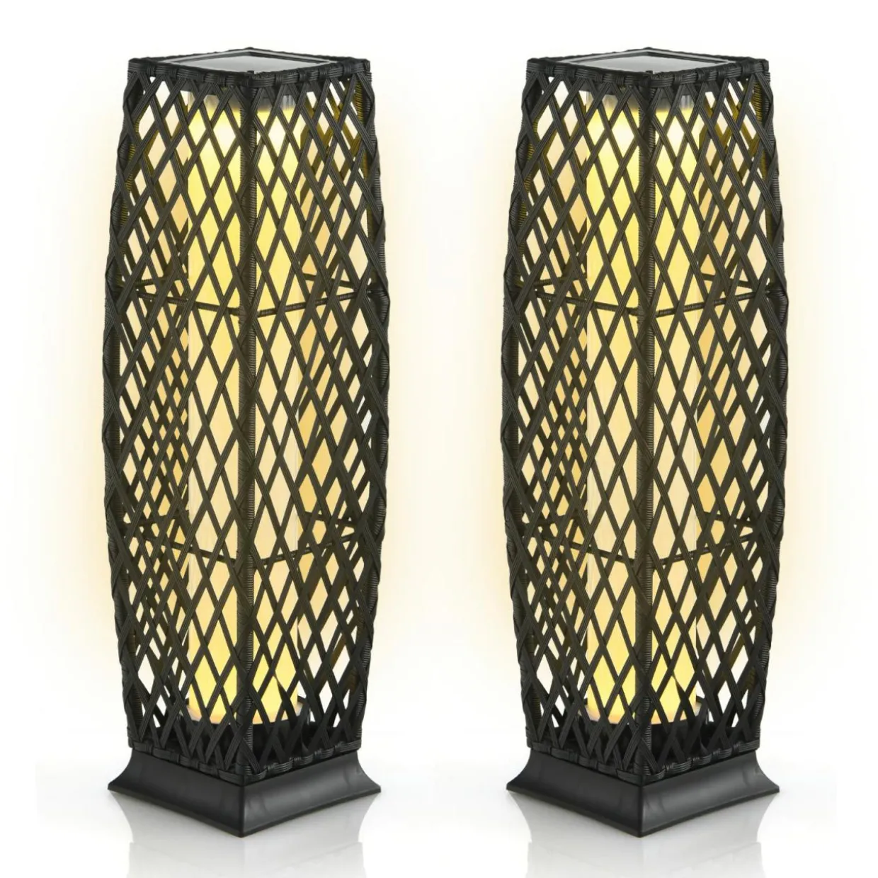 Tangkula 2 Pieces Outdoor Solar Powered Floor Lamps