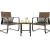 Tangkula 3 Pieces Patio Bistro Set with 4D Air Fiber Cushion