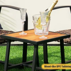 Tangkula 3 Pieces Patio Bistro Set with 4D Air Fiber Cushion