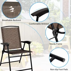 Tangkula 3 Pieces Patio Bistro Set, Outdoor Folding Chairs & Table Set