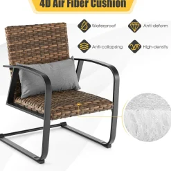 Tangkula 3 Pieces Patio Bistro Set with 4D Air Fiber Cushion