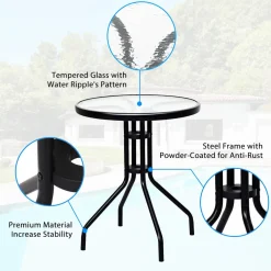 Tangkula 3 Pieces Patio Bistro Set, Outdoor Folding Chairs & Table Set