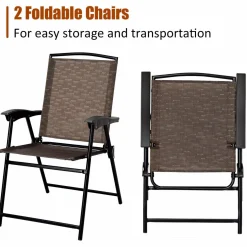 Tangkula 3 Pieces Patio Bistro Set, Outdoor Folding Chairs & Table Set