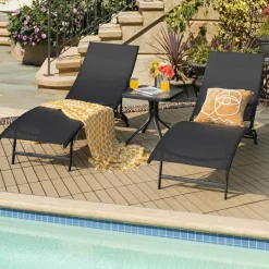 Tangkula 2 Pieces Patio Chaise Lounge Set, Foldable and Stackable Lounger Chairs