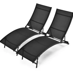Tangkula 2 Pieces Patio Chaise Lounge Set, Foldable and Stackable Lounger Chairs