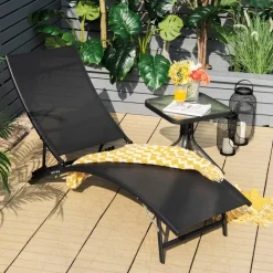 Tangkula 2 Pieces Patio Chaise Lounge Set, Foldable and Stackable Lounger Chairs