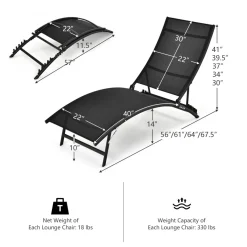 Tangkula 2 Pieces Patio Chaise Lounge Set, Foldable and Stackable Lounger Chairs