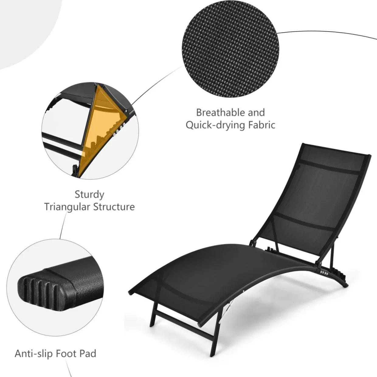Tangkula 2 Pieces Patio Chaise Lounge Set, Foldable and Stackable Lounger Chairs