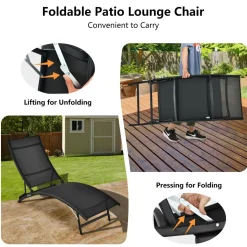 Tangkula 2 Pieces Patio Chaise Lounge Set, Foldable and Stackable Lounger Chairs