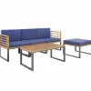 Tangkula 5 Pieces Patio Conversation Set, Acacia Wood Chair Set with Ottoman & Coffee Table