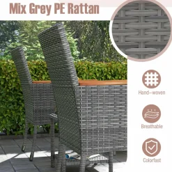Tangkula 5 Pieces Patio Conversation Set, Outdoor PE Rattan Chairs with Soft Cushions, Ottomans & Tempered Glass Top Table