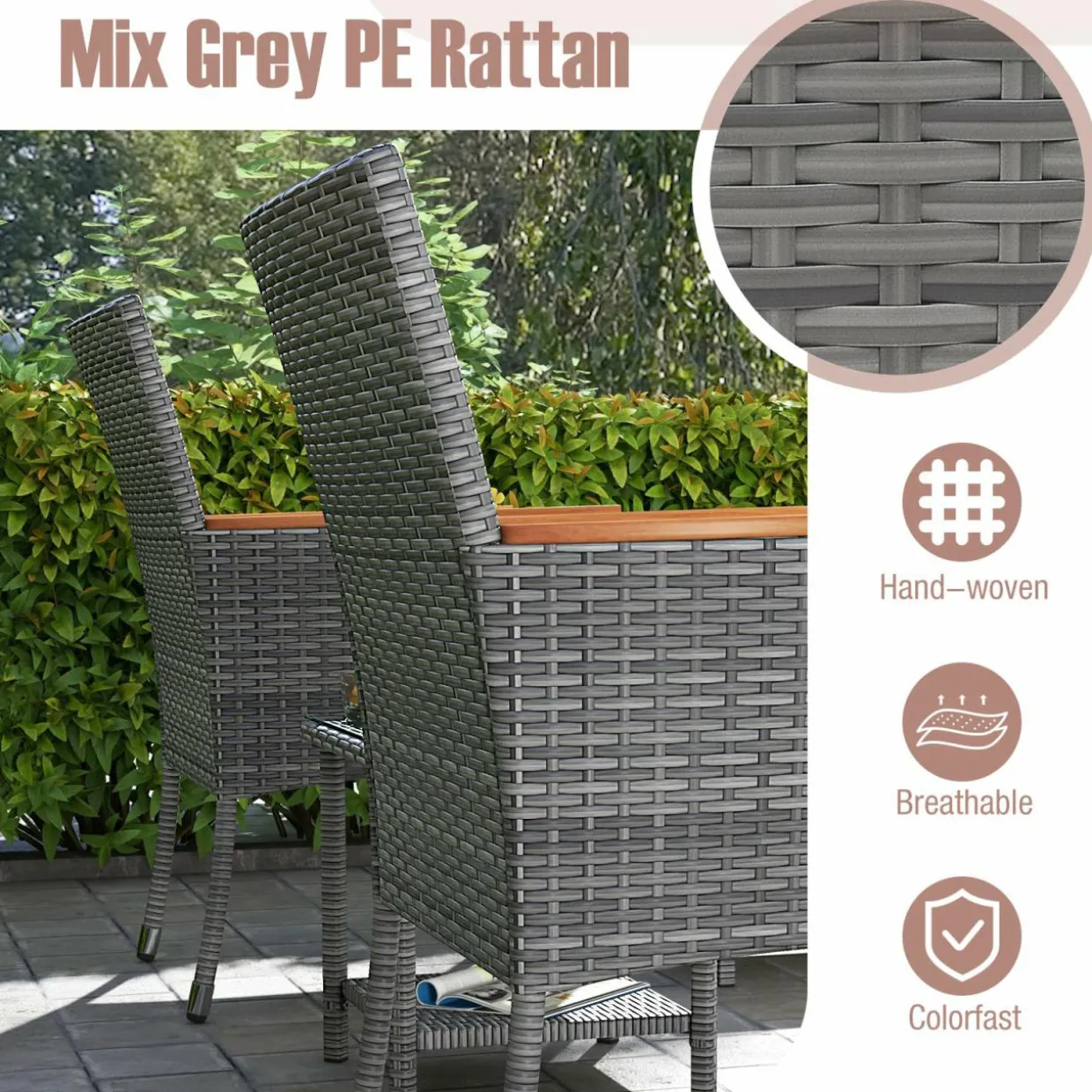 Tangkula 5 Pieces Patio Conversation Set, Outdoor PE Rattan Chairs with Soft Cushions, Ottomans & Tempered Glass Top Table