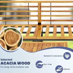 Tangkula 5 Pieces Patio Conversation Set, Acacia Wood Chair Set with Ottoman & Coffee Table