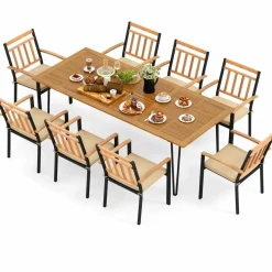 Tangkula 9 Pieces Patio Dining Set