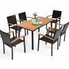 Tangkula 7 Pieces Patio Dining Set, Modern Conversation Set Umbrella Hole for Backyard Garden Poolside