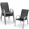 Tangkula 4 Pieces Patio Dining Chairs, Outdoor Stackable All Weather Heavy Duty Dining Chairs Set with Armrests