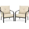 Tangkula 2 Pieces Patio Dining Chairs, Outdoor Bistro Armchairs with Steel Frame, Thick and Soft Cushions