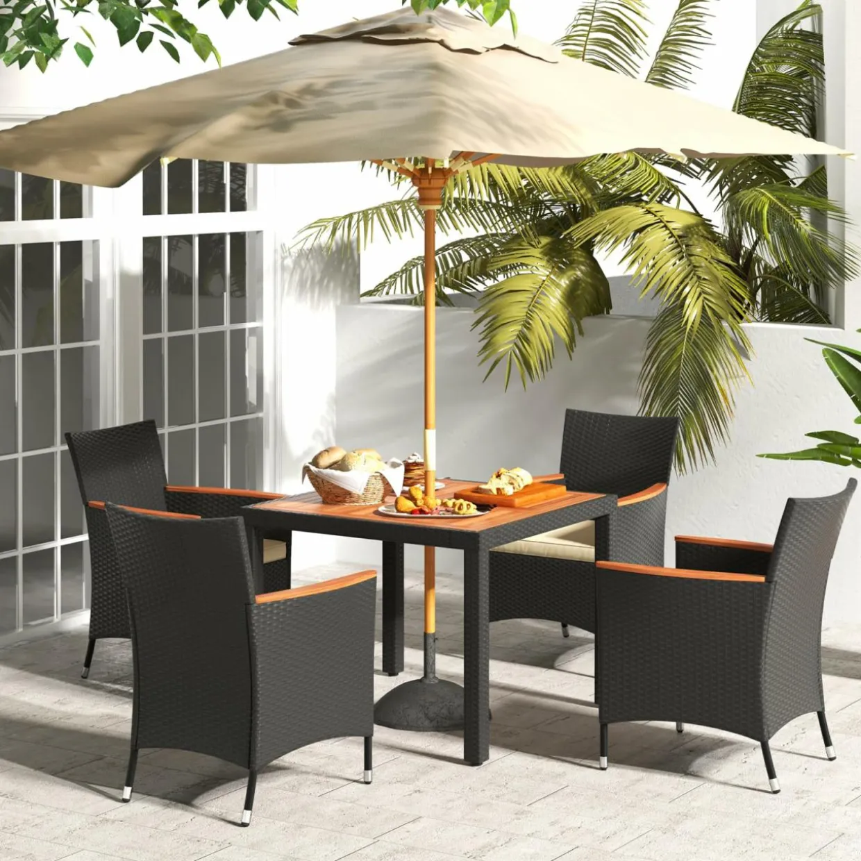 Tangkula 5 Pieces Patio Dining Table Set for 4