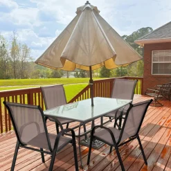 Tangkula 4 Pieces Patio Dining Chairs, Outdoor Stackable All Weather Heavy Duty Dining Chairs Set with Armrests