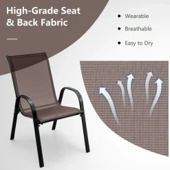 Tangkula 4 Pieces Patio Dining Chairs, Outdoor Stackable All Weather Heavy Duty Dining Chairs Set with Armrests