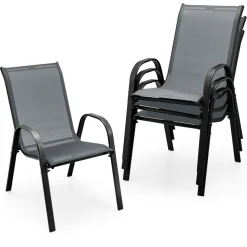 Tangkula 4 Pieces Patio Dining Chairs, Outdoor Stackable All Weather Heavy Duty Dining Chairs Set with Armrests