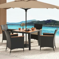 Tangkula 5 Pieces Patio Dining Table Set for 4