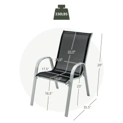 Tangkula 4 Pieces Patio Dining Chairs, Outdoor Stackable All Weather Heavy Duty Dining Chairs Set with Armrests