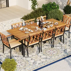 Tangkula 9 Pieces Patio Dining Set, Outdoor Furniture Set w/ 8 Chairs