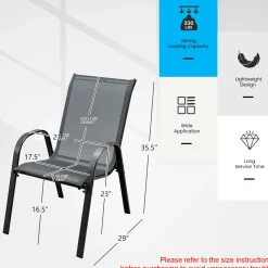 Tangkula 4 Pieces Patio Dining Chairs, Outdoor Stackable All Weather Heavy Duty Dining Chairs Set with Armrests