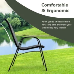 Tangkula 4 Pieces Patio Dining Chairs, Outdoor Stackable All Weather Heavy Duty Dining Chairs Set with Armrests